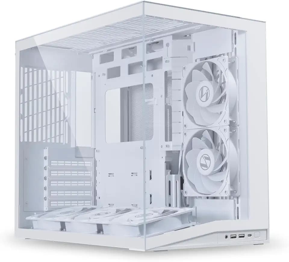 Lian Li O11D Mini V2 Flow ATX PC Case with 5 Non-RGB Reverse Fans, White