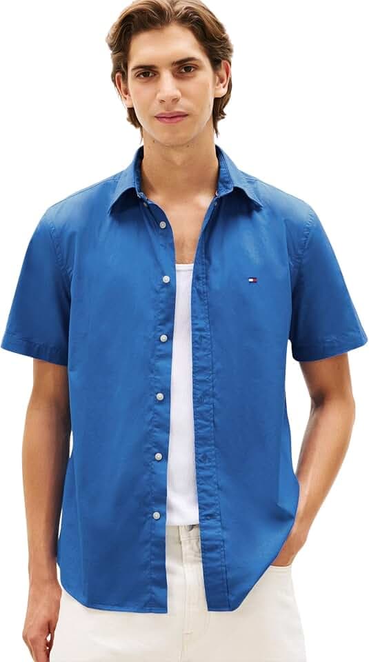 Tommy Hilfiger Herren Flex Poplin Solid S/S Shirt Mw0mw42630 S/S Shirt (1er Pack)