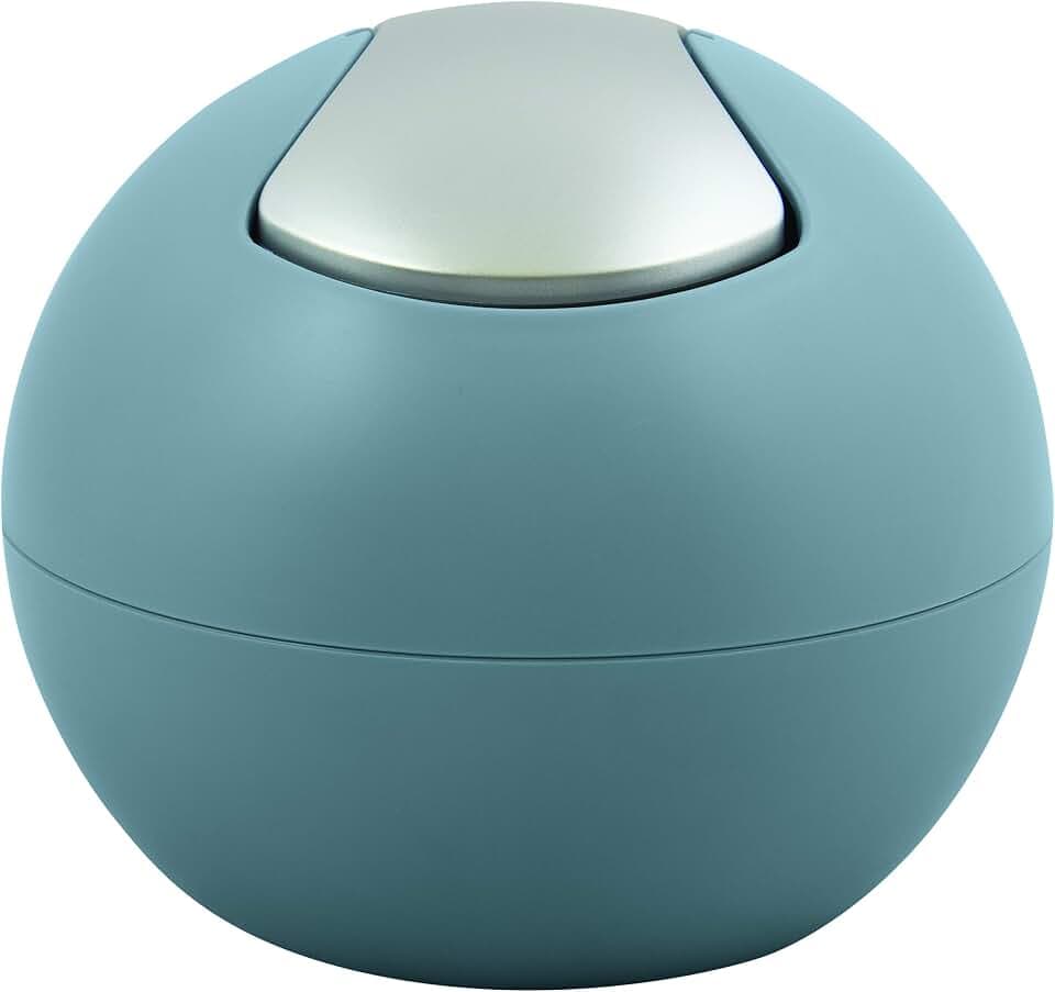 Spirella Kosmetikeimer 1 Liter Abfalleimer Schwingdeckeleimer Tischabfalleimer Bowl Blau matt, Bleu Mat
