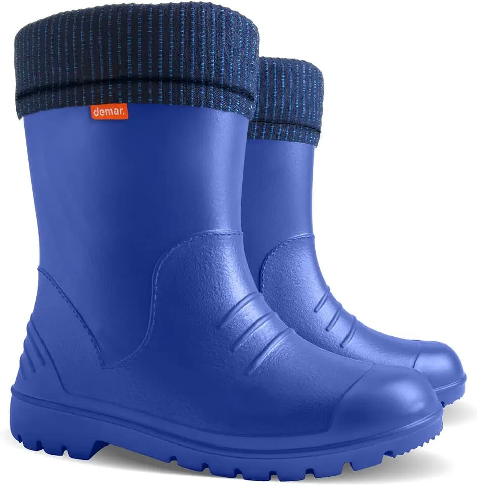 Demar Ultralight Kids Warm Lined Rain Boots Wellington Boots Wellies Dino