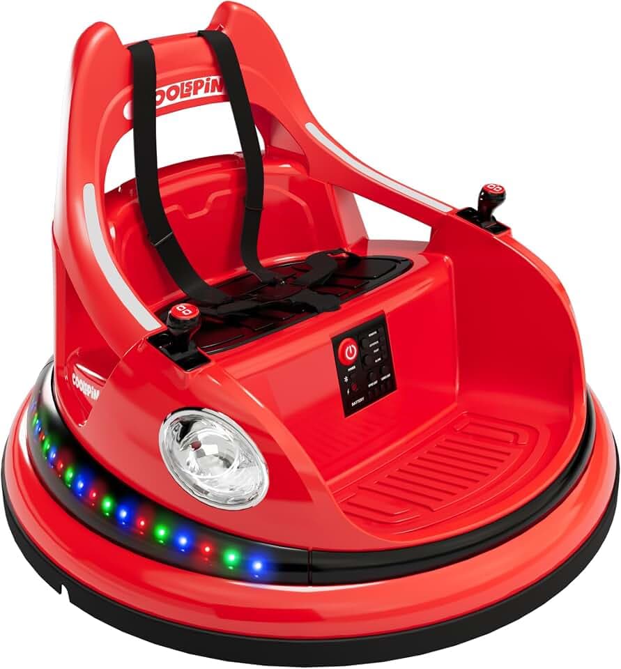 Hetoy Ride on Bumper Car for Toddlers, 12V Battery Car for Kids W/Parent Remote, 2-Speed, 2 Driving Mode, 360°Spin, Electric Bumping Car with Music & Lights