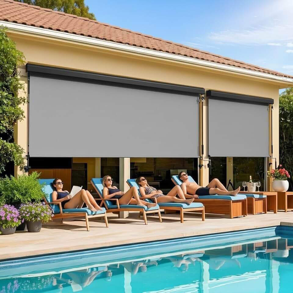 10'W x 8'H Integrated Roller Shades, Patio Sun Shade for Privacy Protection