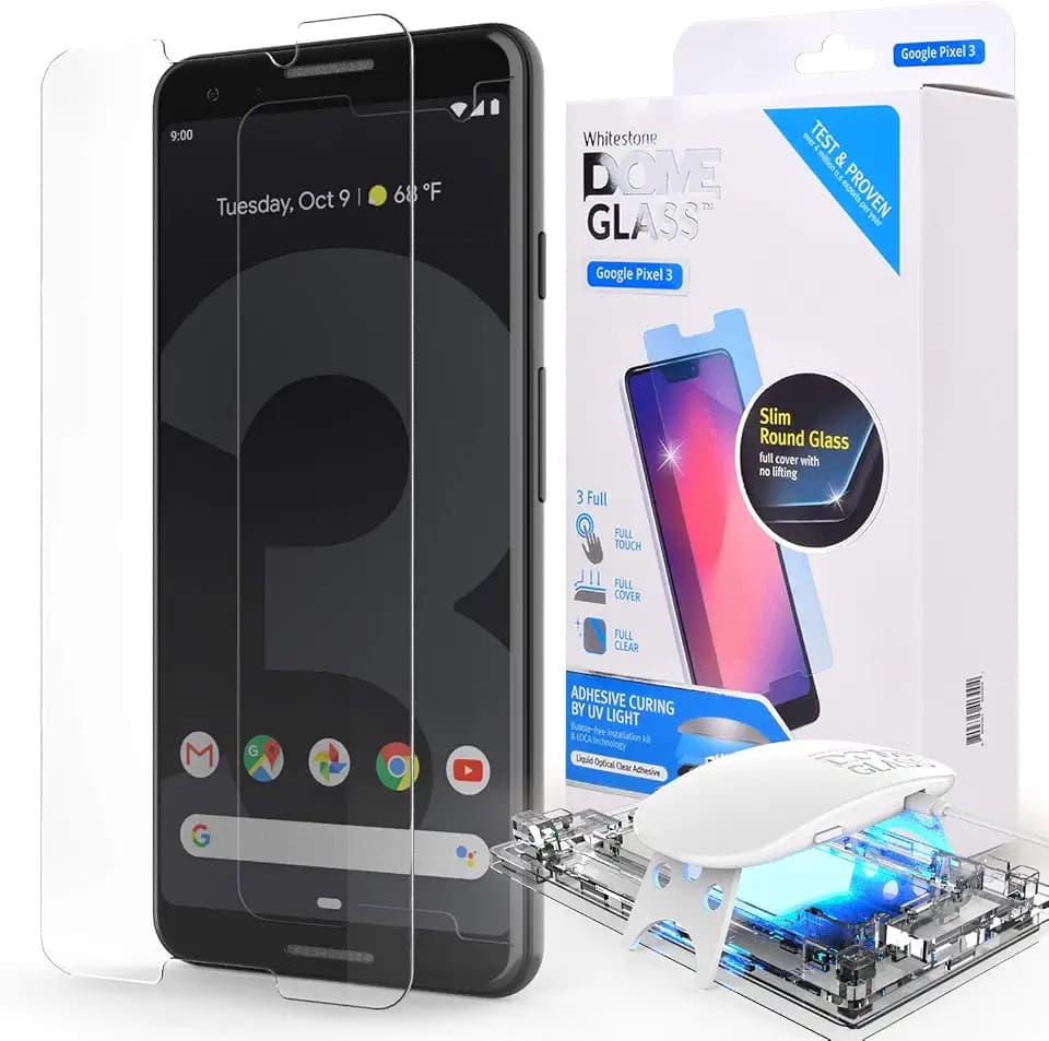 Dome Glass Pixel 3 Panzerglas Displayschutzfolie für Google Pixel 3, Panzerglasfolie [Flüssigdispergiertechnik] 9H Härte, Anti-Kratzen, Anti-Öl, Anti-Bläschen, Einfaches Installationskit