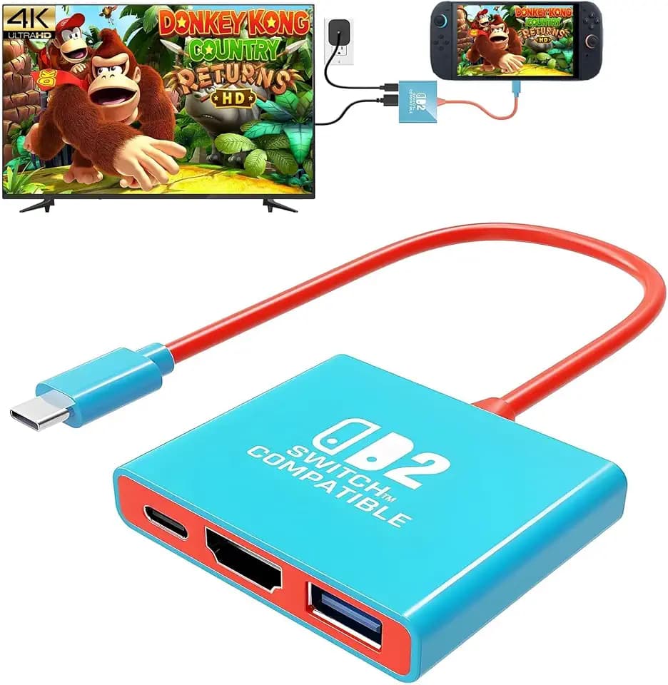 Switch TV Dock - 4K/60Hz HDMI 2.0 Adapter, PD100W, USB 3.0 Port - Docking Station for Nintendo Switch/OLED (Switch 2 Version 21.0.0 Need Firmware Upgrade)