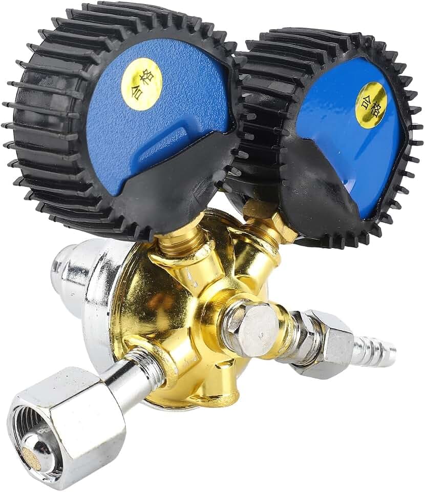 lyrlody CO2-Druckminderer G5/8, CO2-Regler CO2 Dual Gauge Zweistufiger Kegerator-Druckregler Bier-Co2-Regler für Gasflaschen mit Flachkopf Modell QF-2 geeignet