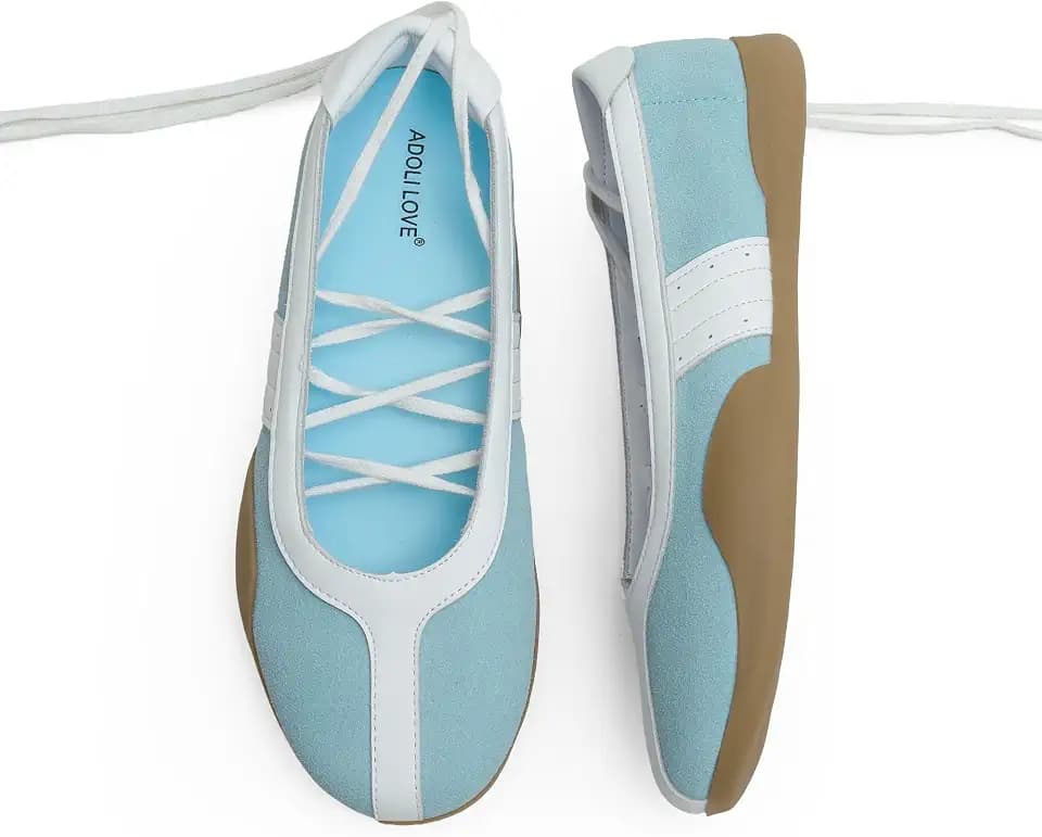 Adolilove Women’s Sneaker Flats Lace Up Mary Jane Style Tennis Shoes Comfortable Ballet Inspired Casual Shoes for Walking