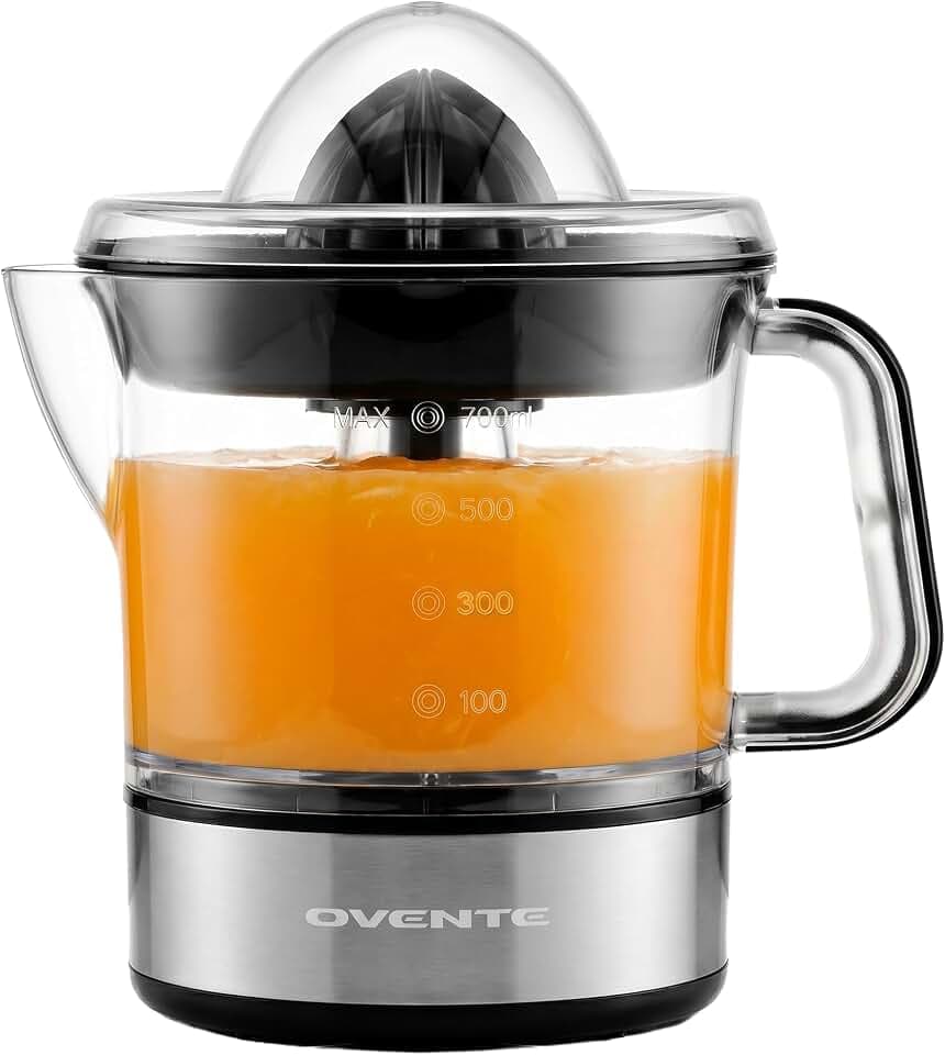OVENTE Electric Citrus Juicer Machine with 2 Cones, 24 oz, Black JE2572B