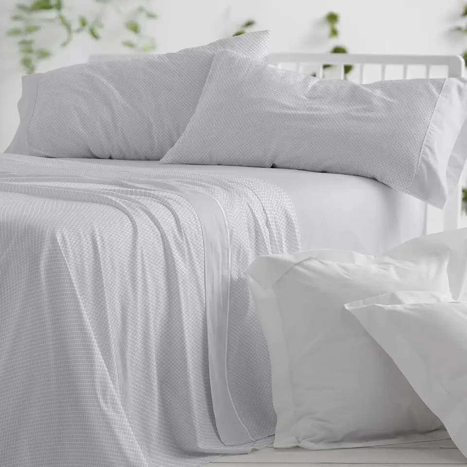 Burrito Blanco Bettwäsche-Set für Betten mit 150 cm Breite (+ verfügbare Größen), 50% Polyester, 50% Baumwolle, 534 cm, Grau (150 x 190/200 cm)