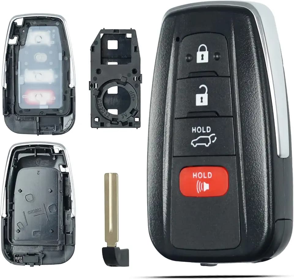 SUPALAND Key Fob Shell Case Replacement Fits for Toyota Highlander RAV4 RAV-4 2019 2020 2021 2022 2023 Keyless Entry Remote Control 4 Button Pad Cover for SUV