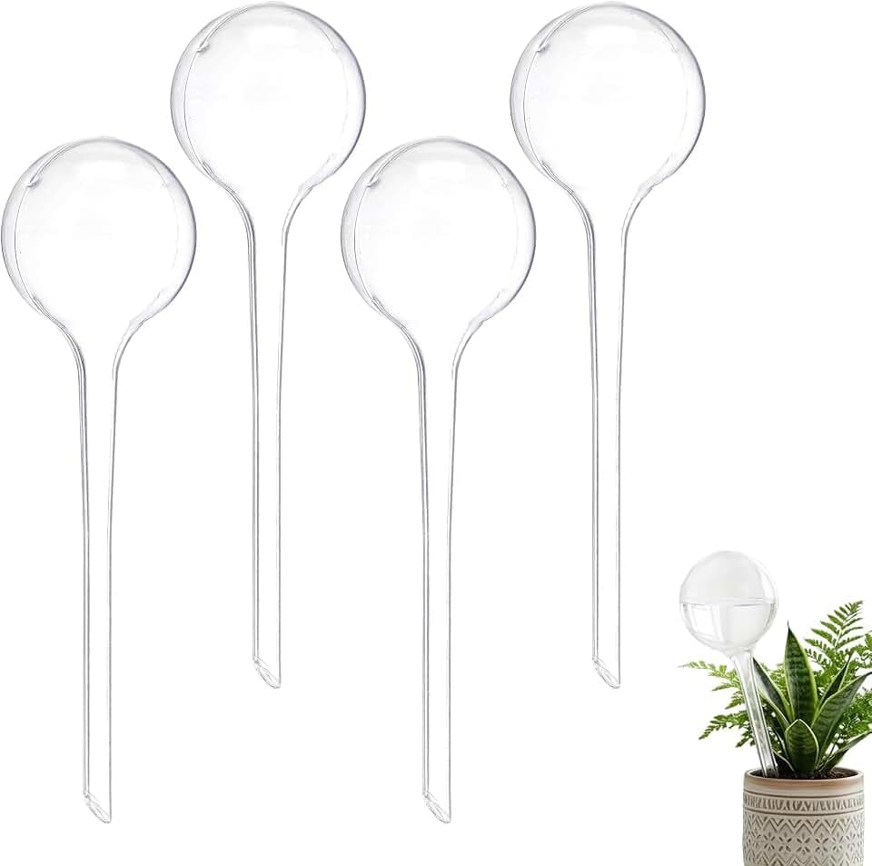 Relaxdays Bewässerungskugeln, 4er Set, Dosierte Bewässerung, 2 Wochen, Versenkbar, Topfpflanzen, Kunststoff, Transparent, PVC, Standard