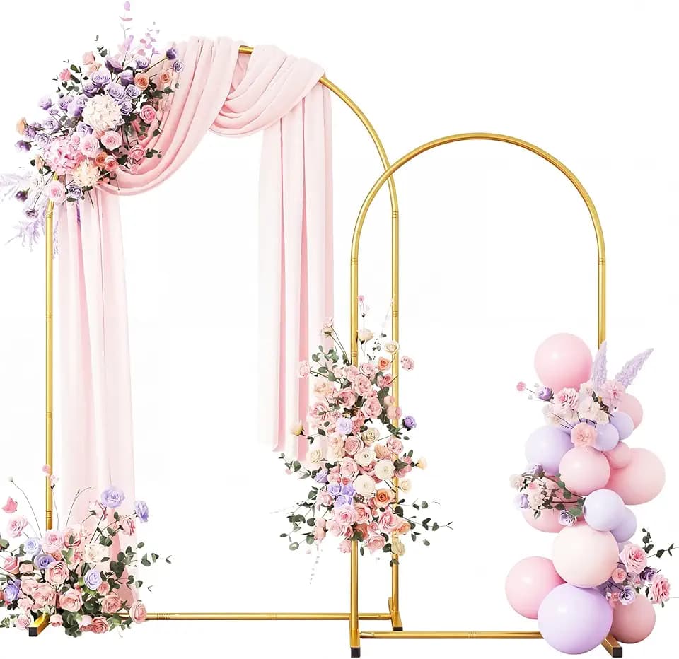 RUBFAC Wedding Arch Backdrop Stand, 6FT/7.2FT, Metal Balloon Arch Stand