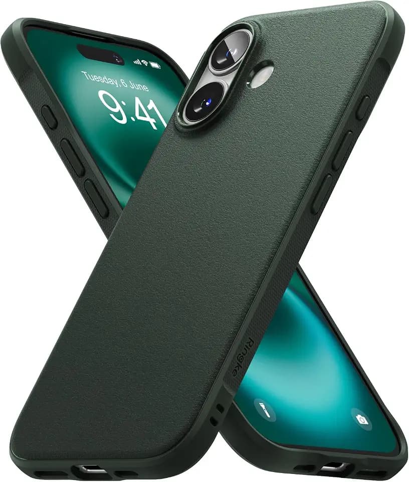 Ringke Onyx für iPhone 16 Plus Hülle, [Griffig] rutschfest Anti-Fingerabdruck Stoßfest Kratzfest Passgenau Stilvoll Handyhülle mit Präzisen Kameraausschnitten - Dark Green
