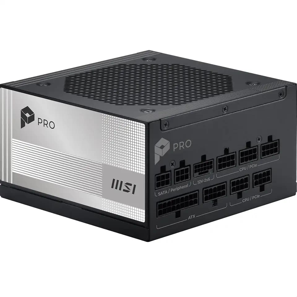 MSI PRO A1000PL PCIE5, Fully Modular Gaming 1000W Power Supply, 80+ Platinum, 12V-2x6 Cables, Server-Grade Capacitor, ATX 3.1 & PCIe 5.1 Ready, Low-Noise, Embossed Jacket Cables, 7 Year Warranty