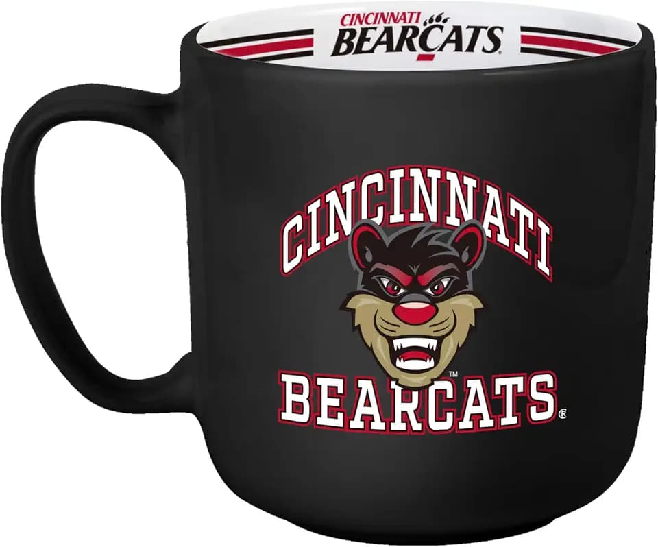 Logo Brands NCAA Cincinnati Bearcats 15oz Stripe Mug - Team Logo, Inside Print, Standard Handle, Microwave & Dishwasher Safe