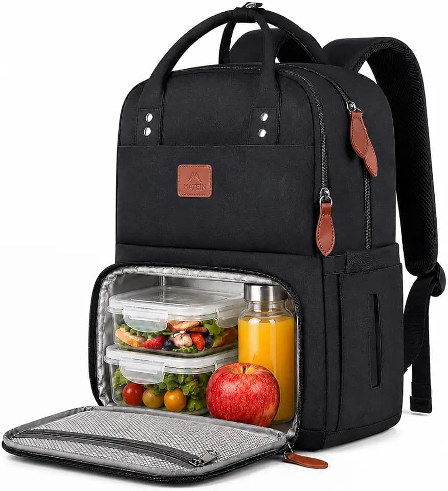 MATEIN Lunch Backpack for Women, 15.6 Inch Laptop Backpack with Lunch Box