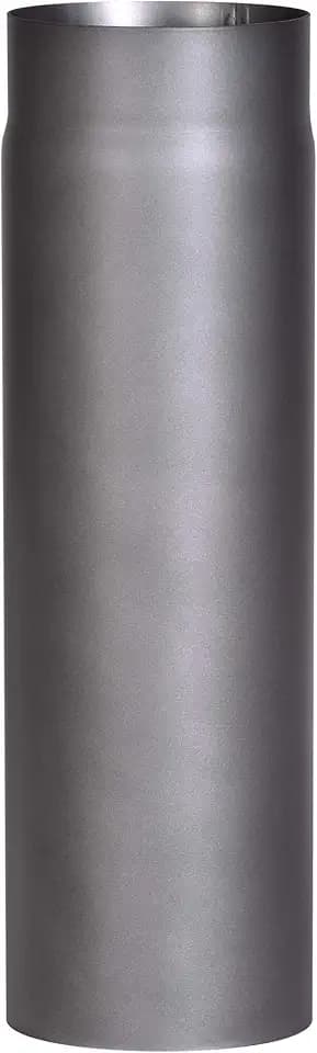 FIREFIX RD150/5 Ofenrohr aus 2 mm starken Stahl (Rauchrohr) in 150 mm Durchmesser, für Kaminöfen und Feuerstellen, Senotherm, dunkelgrau, 500 mm lang, Schwarz