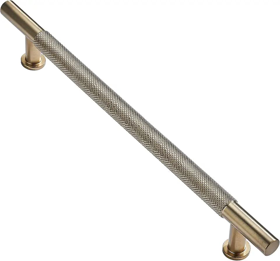 khtumeware 1 Pack 24 Inch(610mm) Soild Knurled Gold Appliance Pulls Brushed Brass Cabinet Pulls Drawer Pulls Kitchen Hardware Kitchen Handles for Cabinets Cupboard Handles