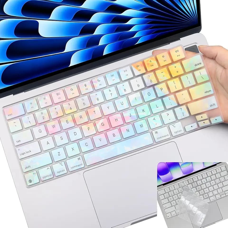 2 Pack Colorful Keyboard Cover for 2026-2023 MacBook Air 13" 15" M5 M4 M3 M2, 2026-2021 MacBook Pro 14" 16" M5 M4 M3 M2 M1 Pro/Max,2026 MacBook Neo 13 inch with Apple A18Pro Chip/A3404, US Layout