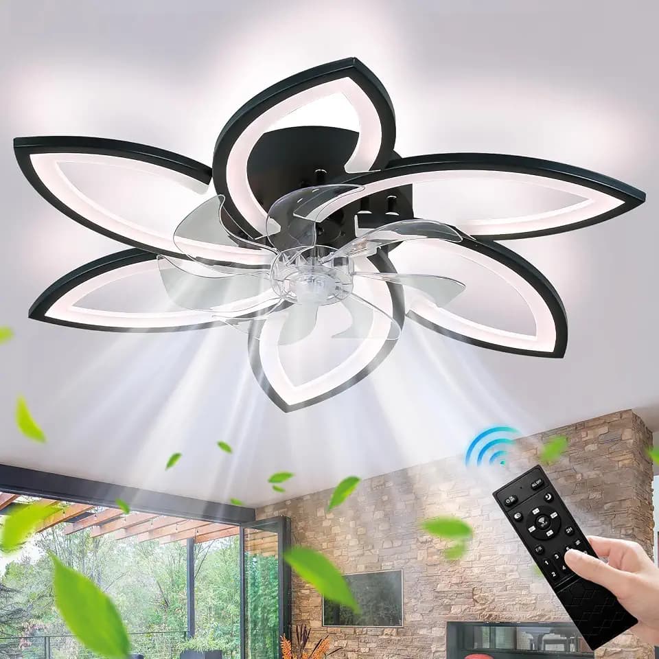 29.1" Low Profile Ceiling Fan with Lights, Remote, Dimmable, Black