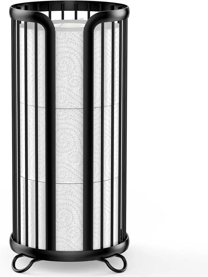 Bunoxea Toilet Paper Holder Stand, Freestanding Toilet Paper Storage,Black