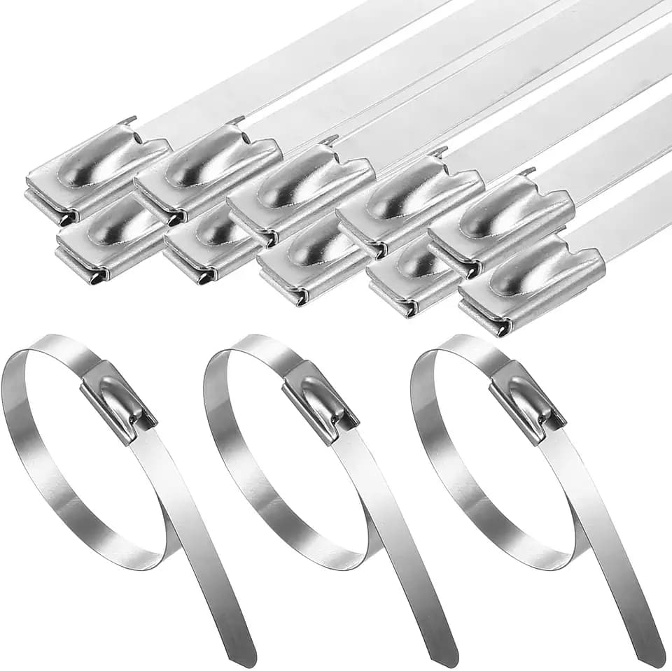 100 Stück Edelstahl Kabelbinder Metallkabelbinder, 150mm x 4,6mm Selbstsichernde Metall Kabelbinder Stark Rostfrei für Zaunbau Kabelmanagement Auspuffrohre Hitzeschutzband Befestigung