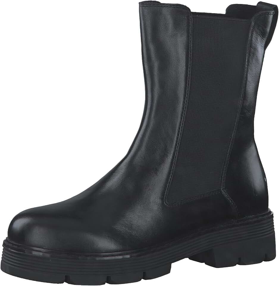 MARCO TOZZI Damen Chelsea Boots aus Leder mit Blockabsatz