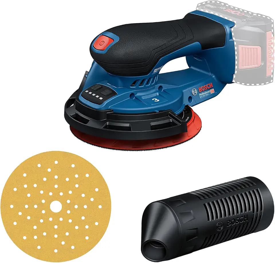 Bosch PRO 18V System Akku-Schleifer GEX 18V-150-3 (inkl. 1x Schleifpapier, 1x Staubbox, 1x Schutzring)