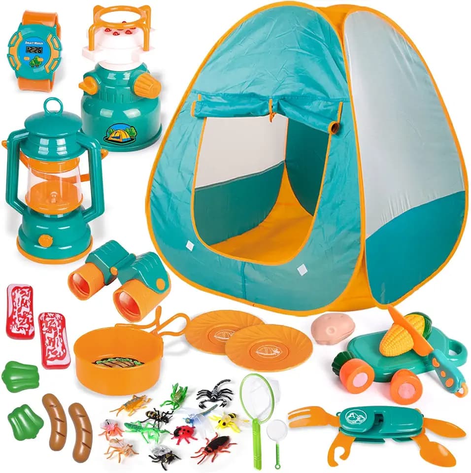 FUN LITTLE TOYS Kids Camping Set with Pop Up Play Tent Camping Toys
