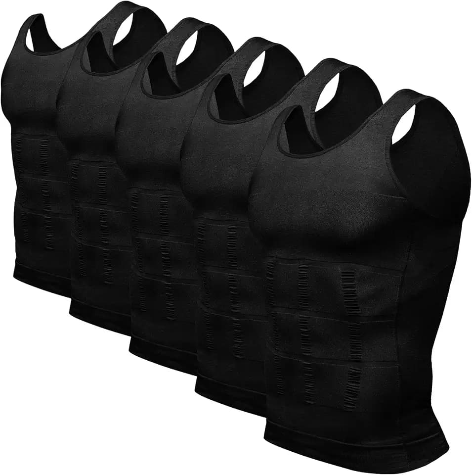 Odoland Herren 3er Pack Body Shaper Bauchweg Weste Thermo-Kompressionsshirt Tank Top Shapewear
