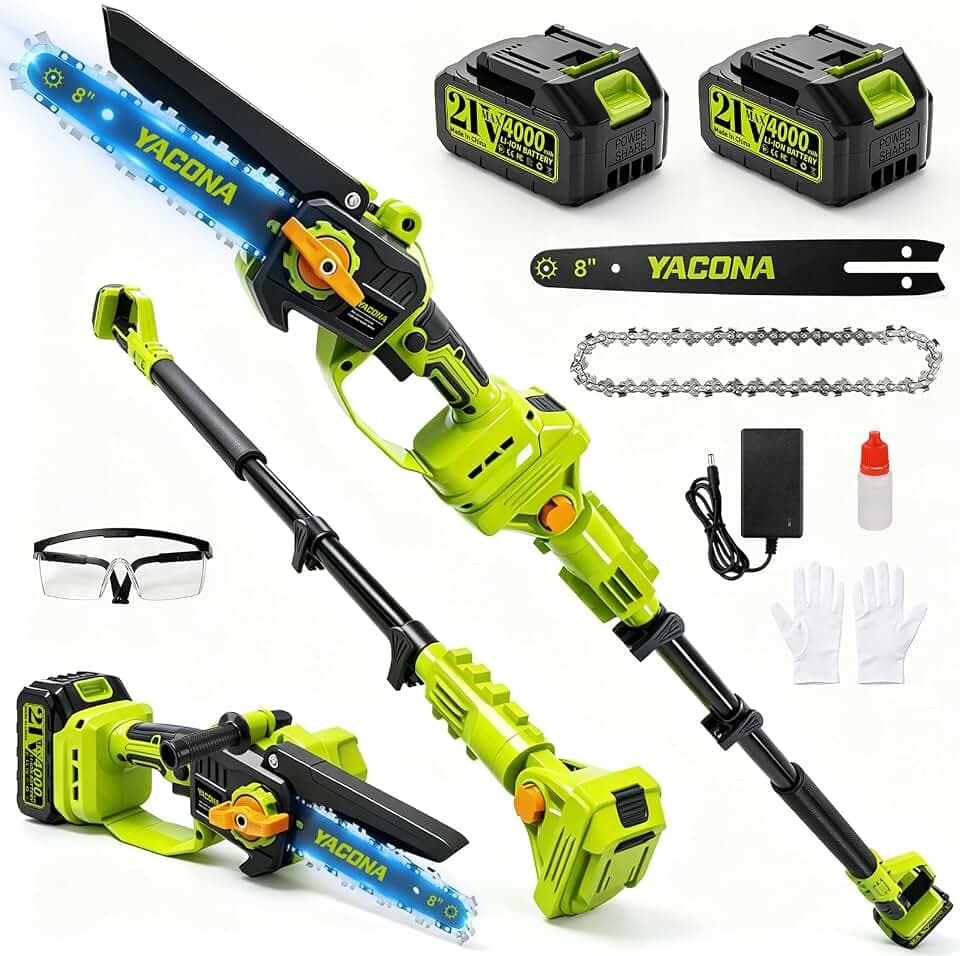 2-In-1 Cordless Pole Saw & Mini Chainsaw, 8" Pole Saws For Tree Trimming