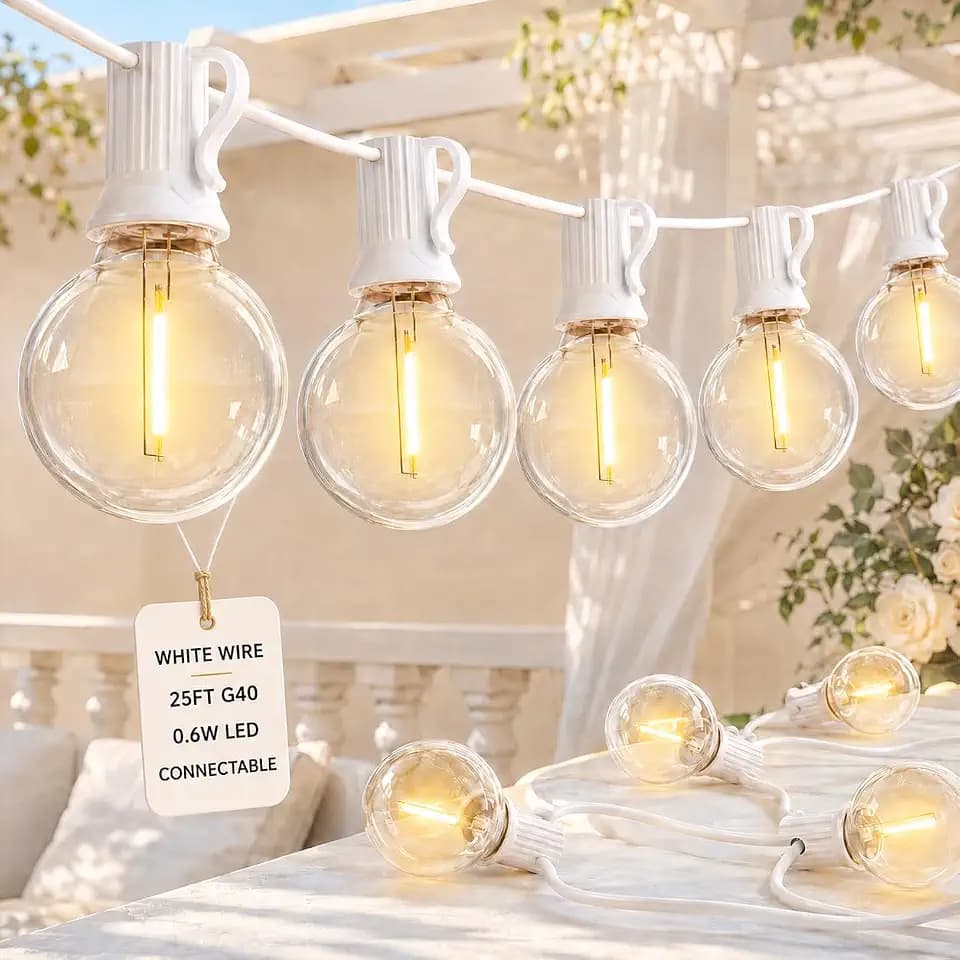 Abeja 25Ft LED Outdoor String Light, Patio Globe String Lights