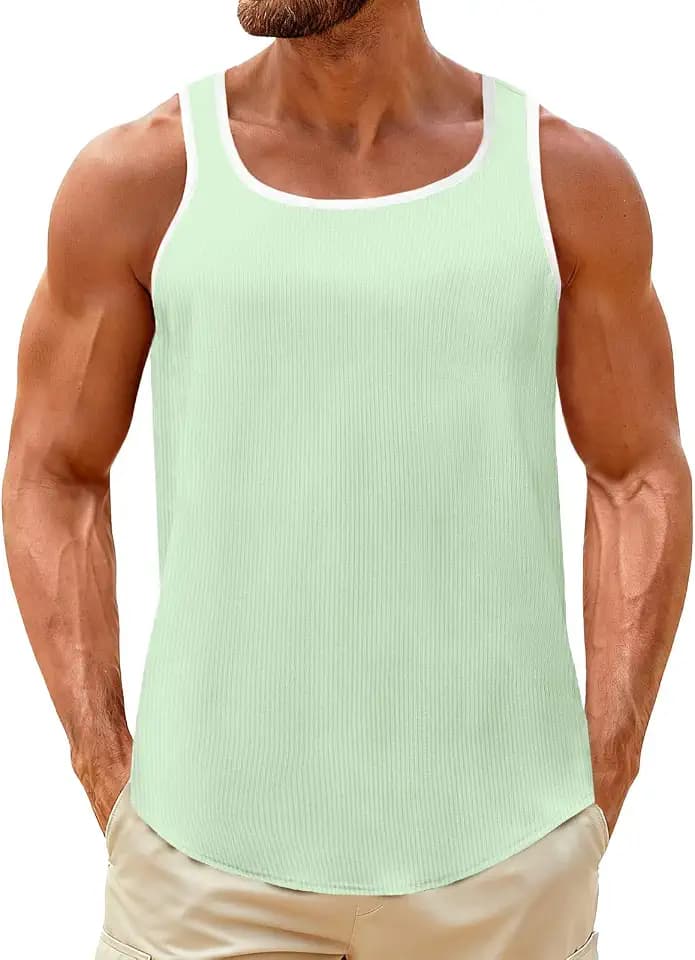 UNCLECAT Mens Sleeveless Tank Tops Workout Muscle Gym Knitted Shirt Athletic Bodybuilding Slim Fit Ribbed T Shirts
