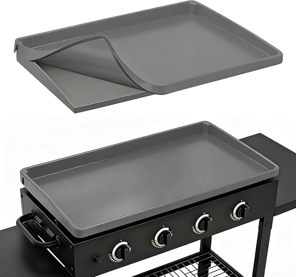 Silicone Griddle Mat for Blackstone Accessories, Waterproof Dustproof Full-Wrap Criddle Cover, 28" All-Encompassing Coverage Duty Griddle Mat(Not fit 28XL/Pro) (Full Coverage: Gray, 28 Inch)