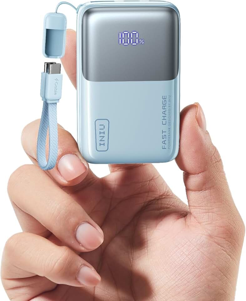 INIU Ultra Mini Powerbank, 10000mAh 45W Schnellladen mit USB C Kabel