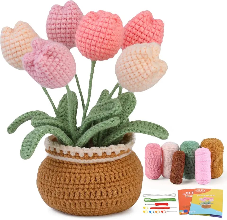 kgxulr Crochet Kit, Tulip Crochet Kit for Beginners, Knitting Kit