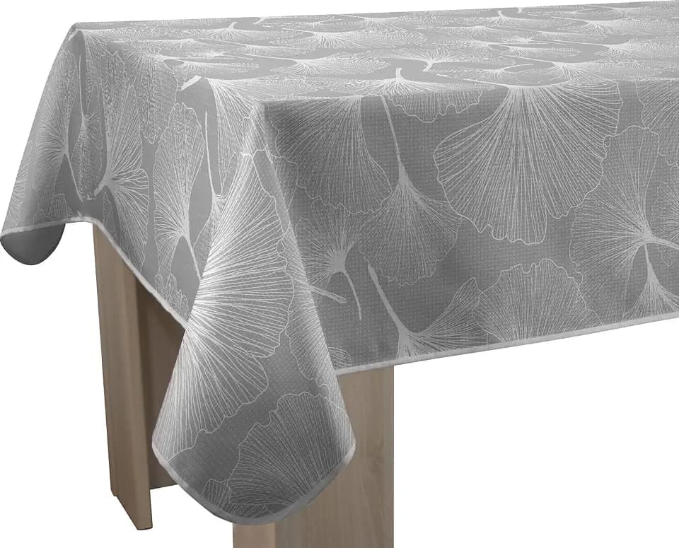 Le linge de Jules Biloba schmutzabweisende Tischdecke – rechteckig, 150 x 240 cm, Grau, Weiß