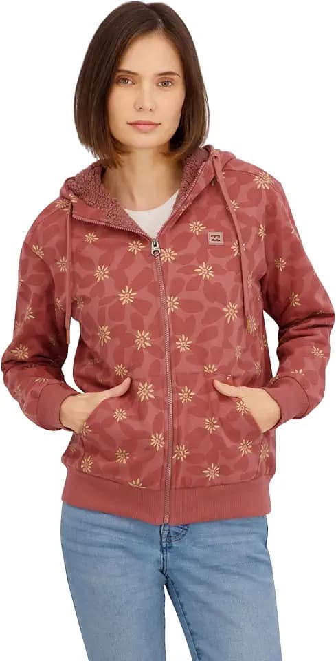 Billabong Women's Full Zip Oversized Sherpa Lined Hoodie Jacket