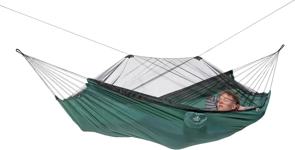 AMAZONAS Ultra-Light Hängematte Moskito Traveller 450 g 220cm x 140cm Packmaß 22,5 x 9cm bis 150kg