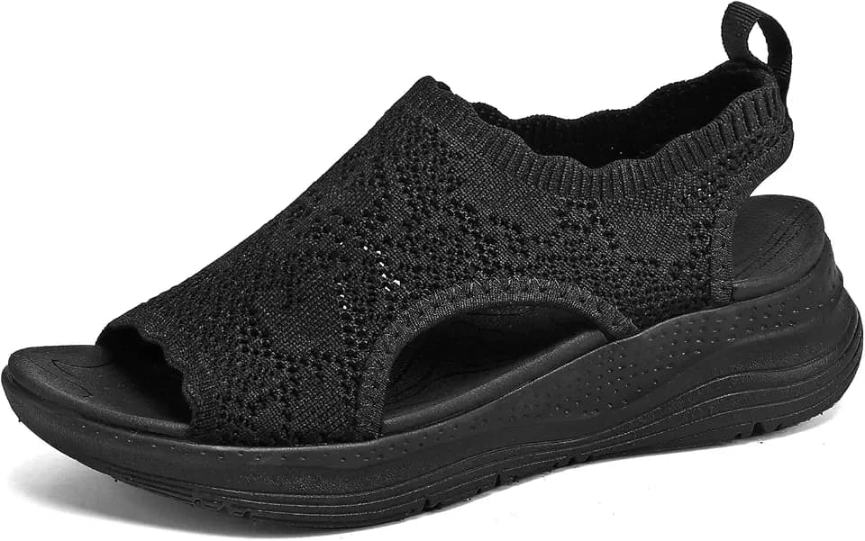 Womens Orthopedic Walking Sandals Arch Support Comfort Slip-On Sport Sandals Open-Toe Athletic Sandals for Plantar Fasciitis Summer Beach Casual