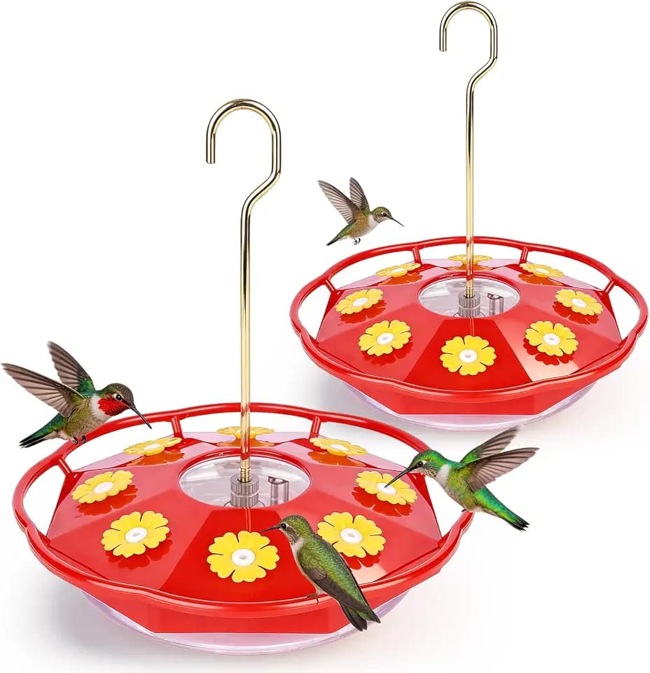 BOLITE Hummingbird Feeder for Outdoors Hanging, Built-in Ant Moat, 2 Pack