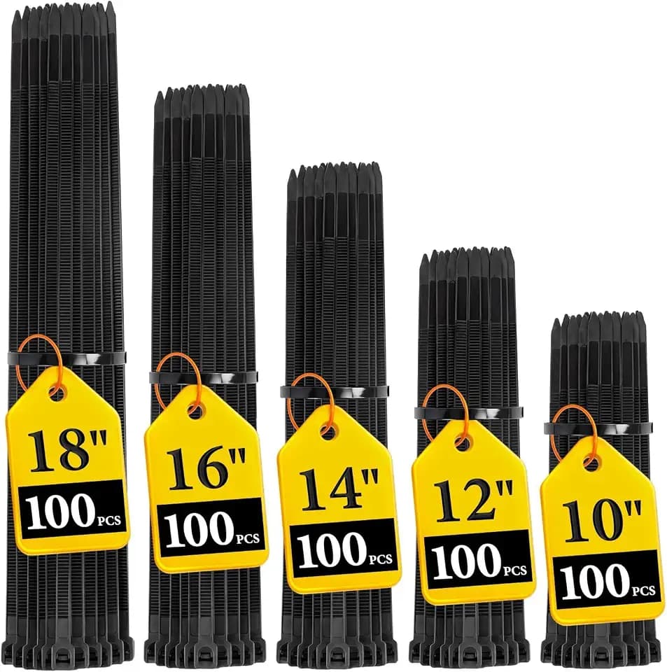 Zip Ties Assorted Size,10+12+14+16+18 Inch,120 LBS Tensile Strength