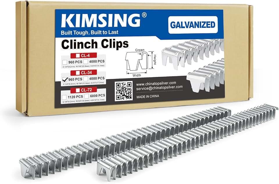 KIMSING CL-34 Galvanized Clinching Clips 960 PCS/Box