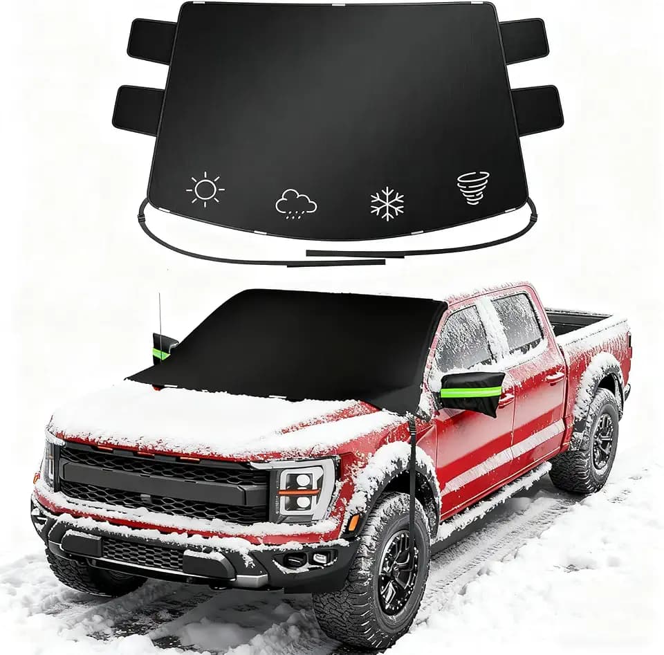 Wigoo 2026 Upgrade Car Windshield Cover for Ice and Snow, Windshield Snow Cover for Snow & Frost Protection – 600D Heavy Duty Magnetic Protector for Winter, Fits Camper RVs, Full-Size Vans, XX-Large