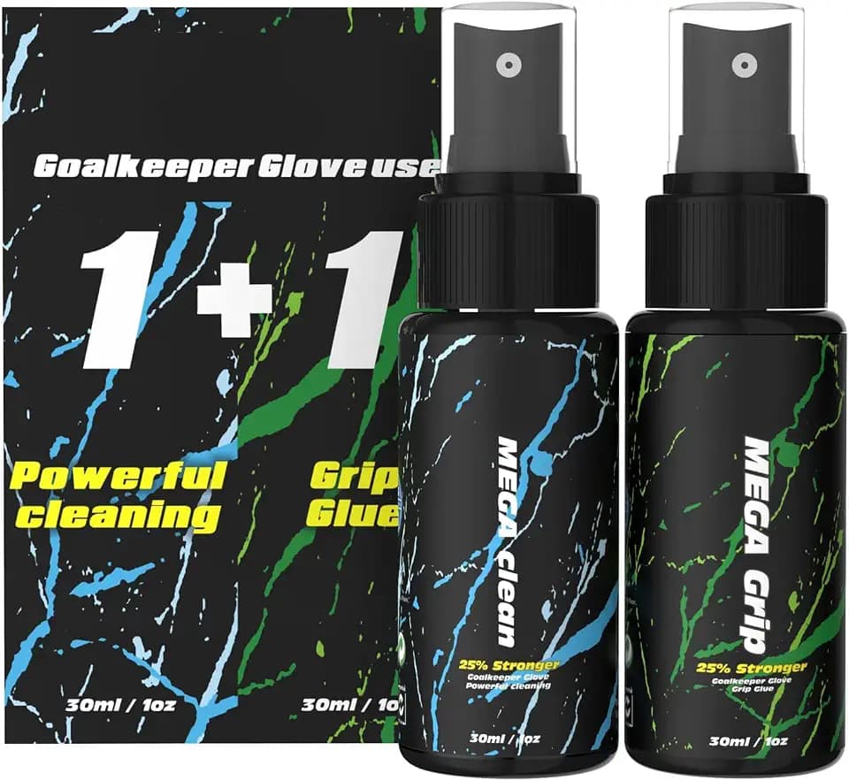 Torwarthandschuh-Spray Set: Mit MSDS-zertifiziertem 30 ml Haftverstärker und 30 ml Geräte-Reiniger. Grip- und Klebespray ideal für Fußball-Torwarthandschuhe
