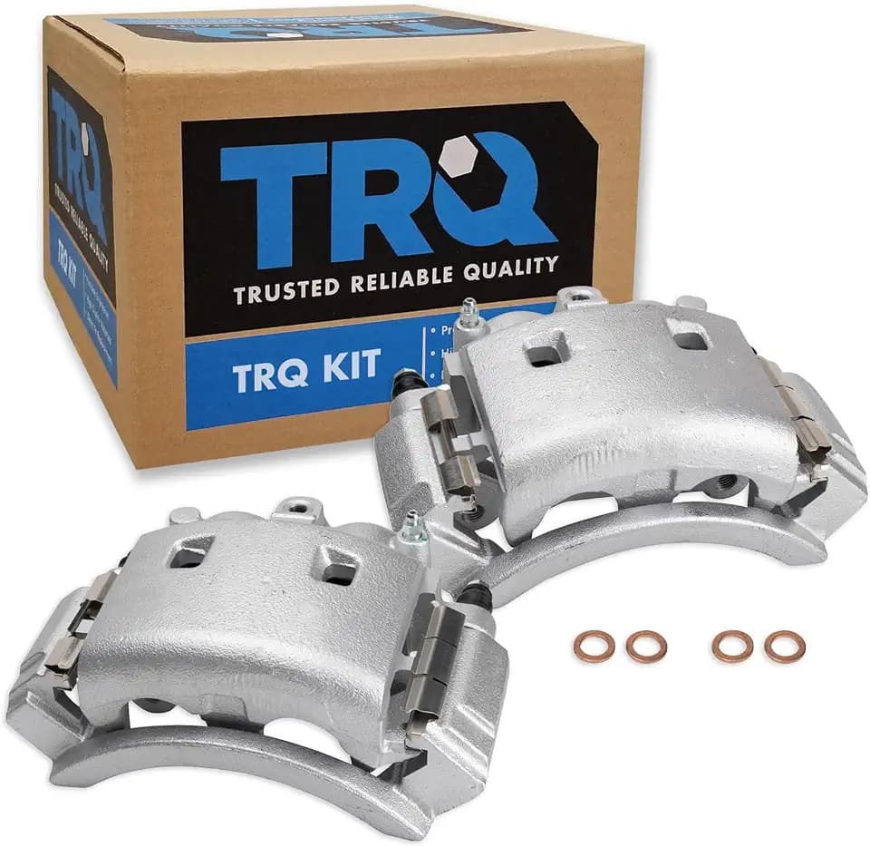 TRQ Rear Brake Caliper Set Zinc Coated Brackets
