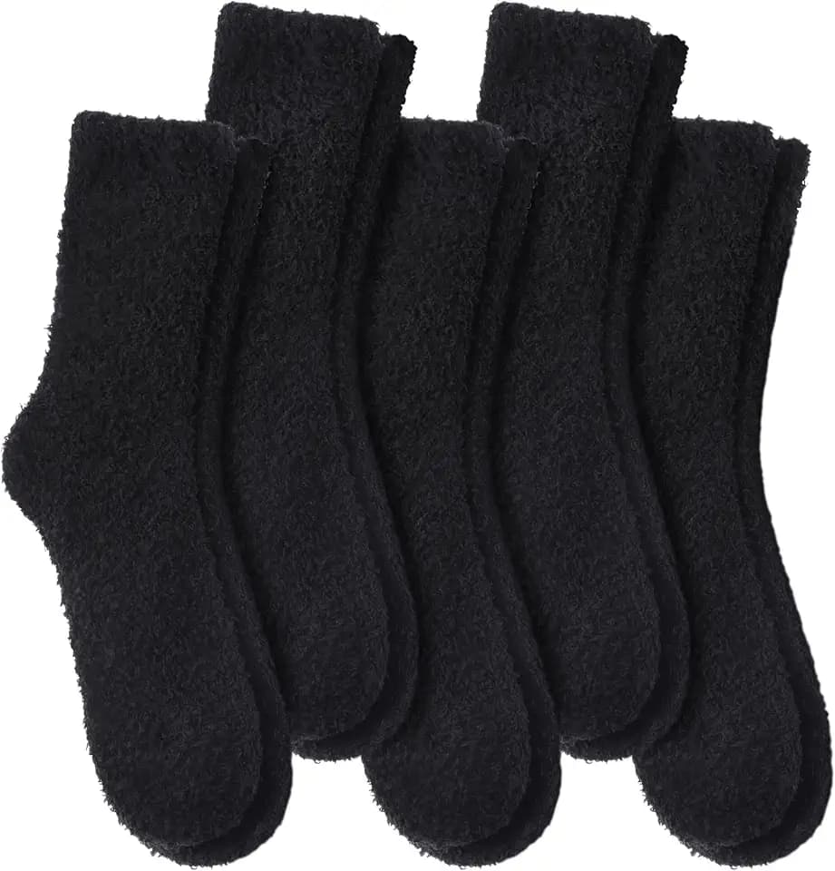 LANLEO 5/6 Pairs Womens Super Soft Fuzzy Plush Warm Winter Home Sleeping Slipper Socks