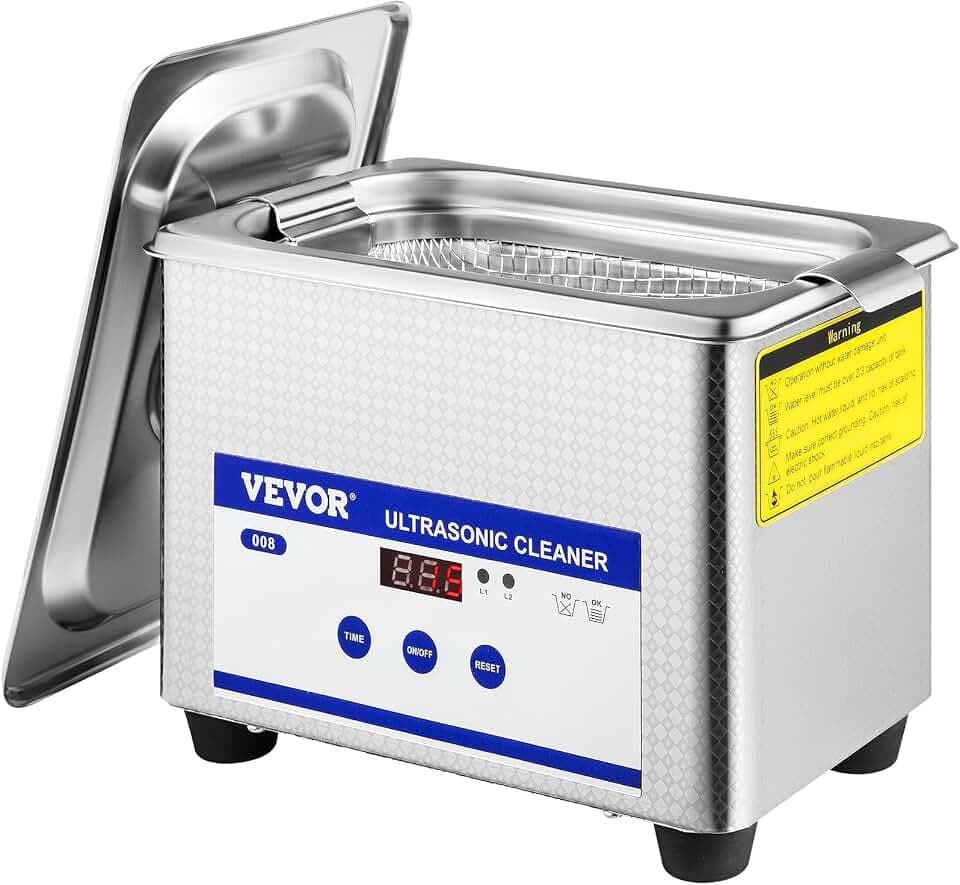 VEVOR Ultraschallreiniger 0,8 L, Ultraschall Reinigungsgerät 40 kHz, Schmuckreiniger Ultraschall 24 W, digitaler Ultraschallreiniger mit LED-Anzeige, Ultraschallreinigungsgerät Brillen