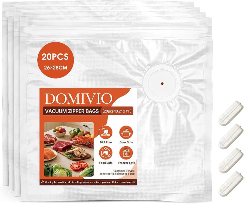 Vakuumbeutel mit doppeltem Reißverschluss sind in den Größen ZIP-Bags-Diese wiederverwendbaren Sous-Vide-Beutel sind BPA-frei (20 ZIP-Beutel 26 x 28 cm)