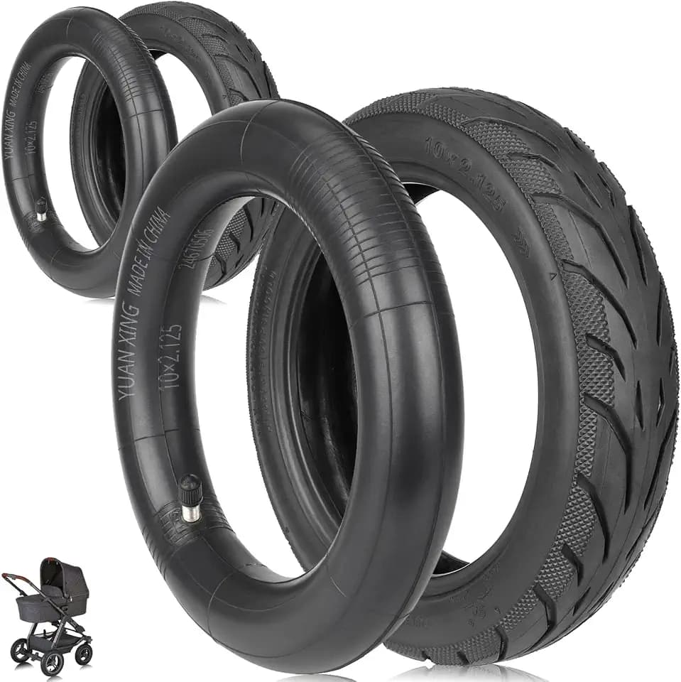 TREFAN 10x2,125 250 * 54 Außen-und Innen Reifen für Ninebot F20 F25 F30 F40/Xiaomi 4Pro Elektroroller 10 Zoll Reifen mit Schlauch für ABC Design Viper 4/4S Kinderwagen (2 Innenschlauch + Außenreifen)