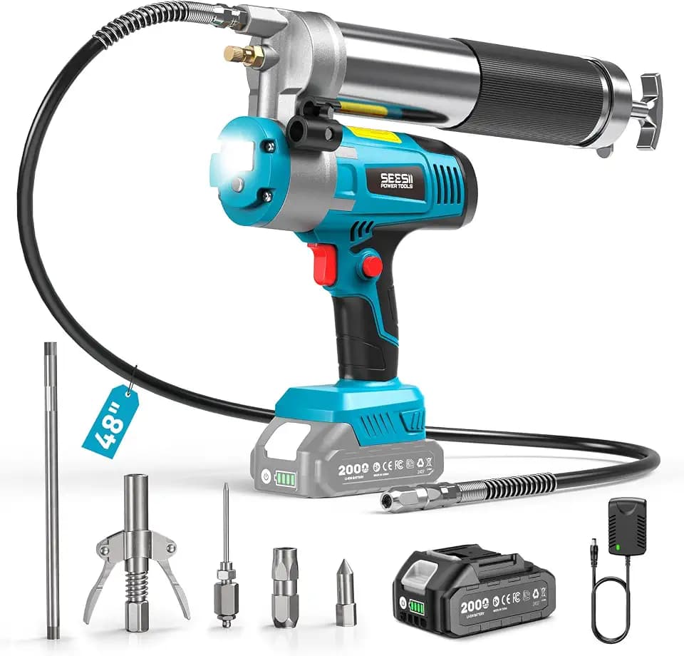 Seesii Electric Grease Gun with 5.8 oz/min High Flow Rate & Lock-On Trigger
